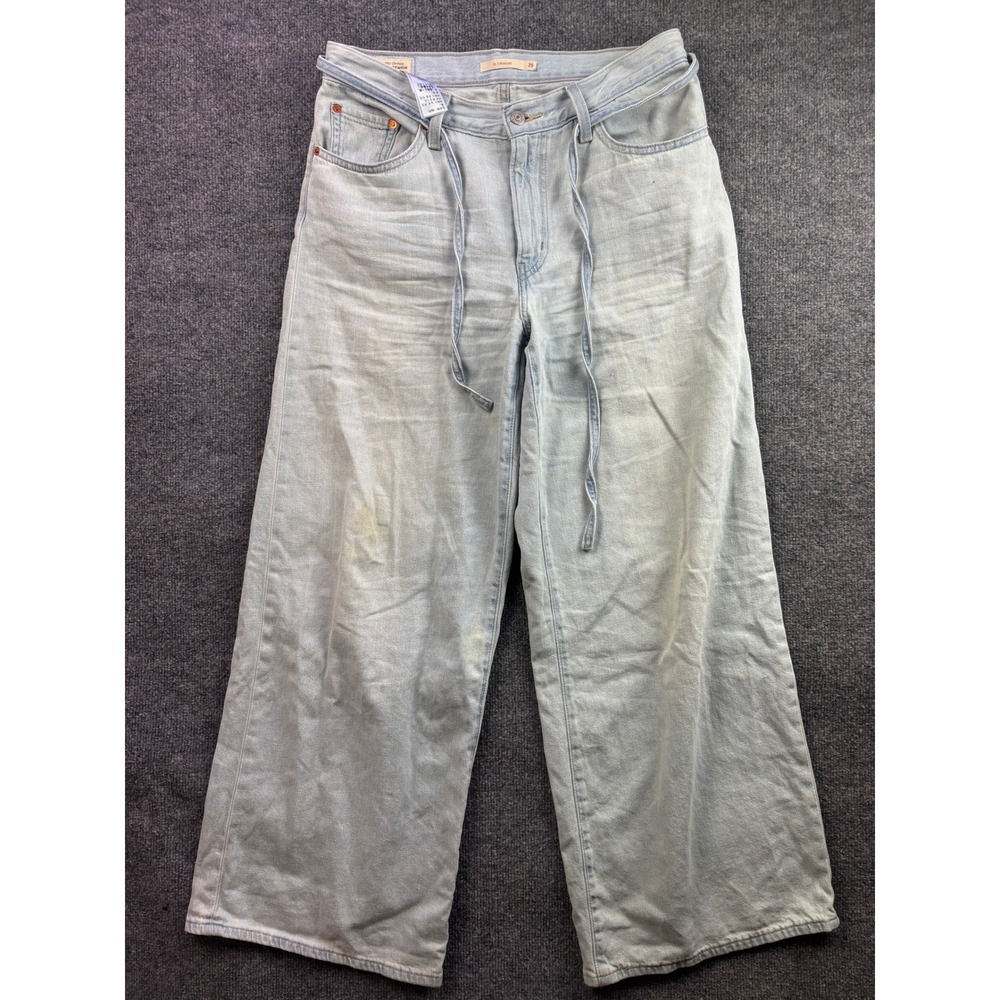 Levi's Premium XL Straight Jeans Womens 29 Light Wash Wide Leg Tie Waist